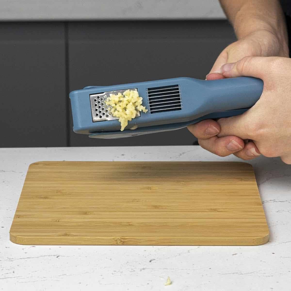 CALITEK 2-in-1 Garlic Press & Slicer Stainless Steel – Blue