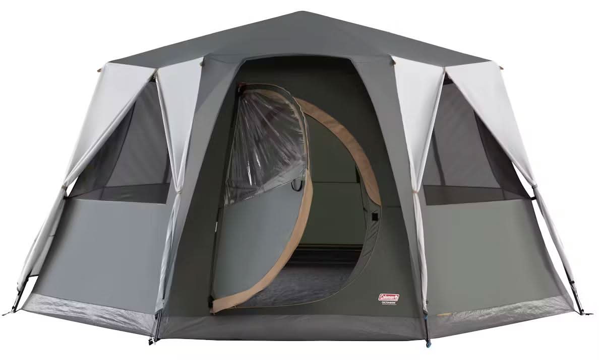Cortes Octagon 8 Person Famiy Camping Tent 360 Panoramic View Grey