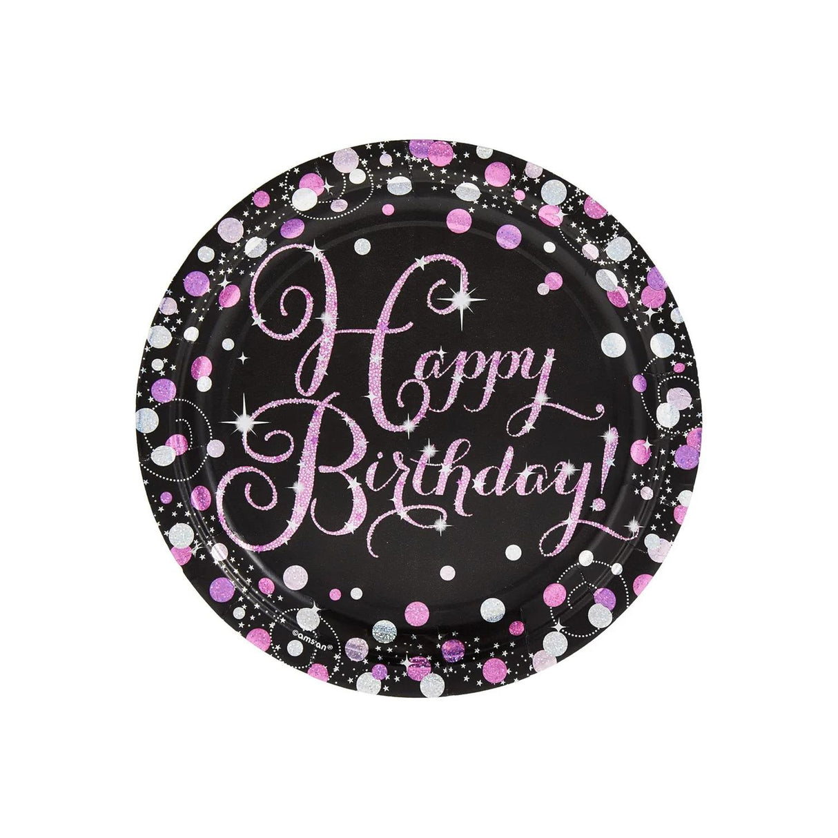 Happy Birthday Celebration 9 " Paper Plates Pack of 8 Pink