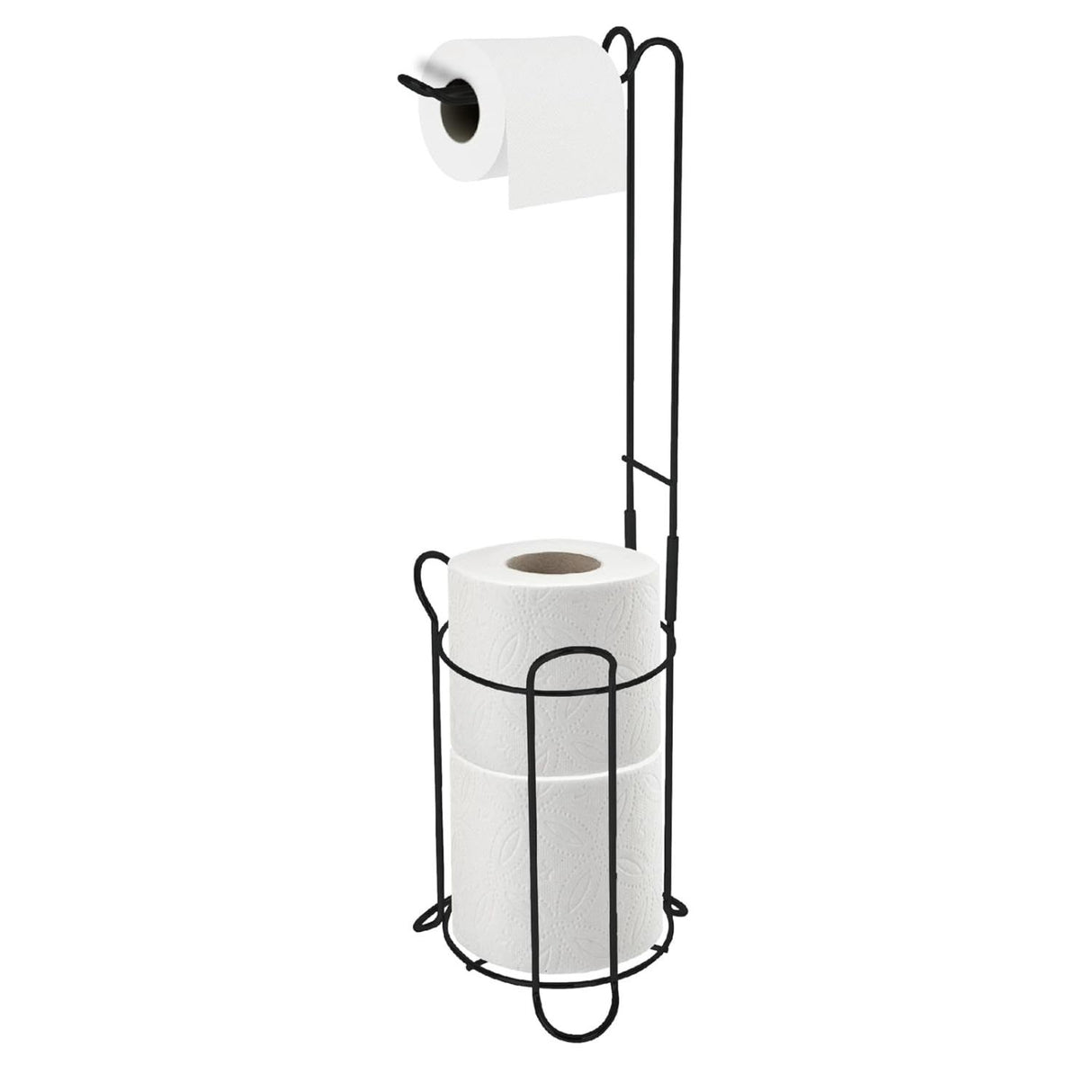 Free Standing Floor Toilet Roll Holder Black