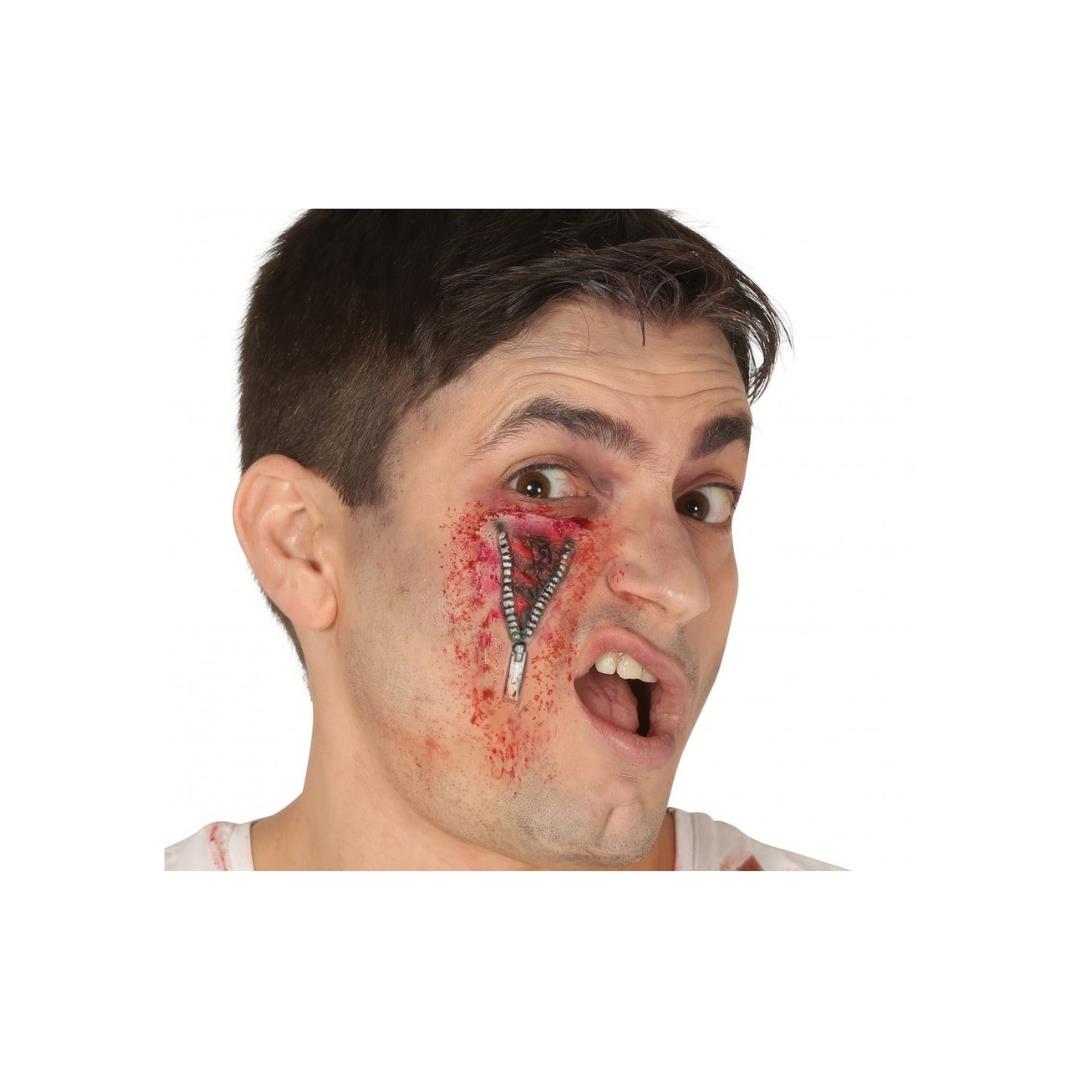 Halloween Fancy Dress Zip Eye Latex Scar Wound