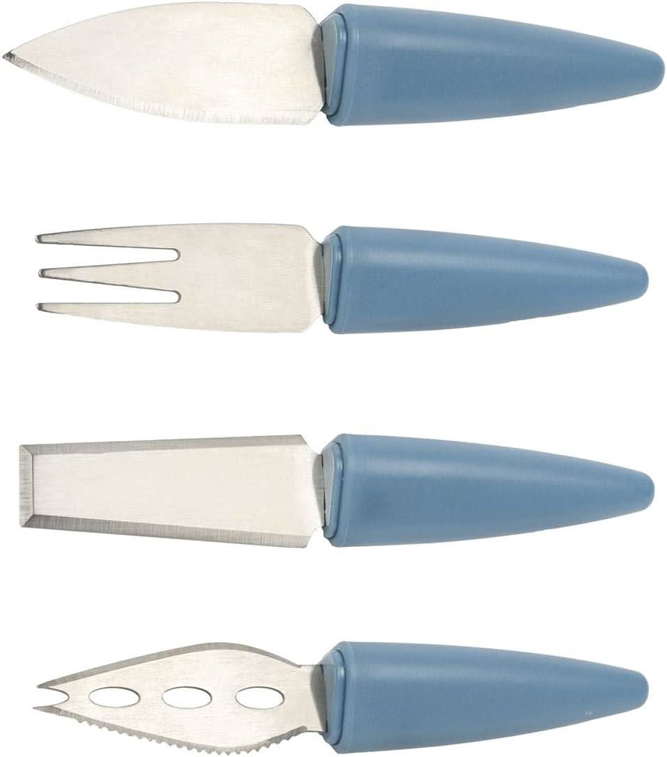 CALITEK Cheese Knife Set with Stand – 4pcs Blue