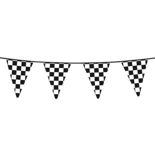 Chequered Racing Flag Party Bunting 6m Black and White