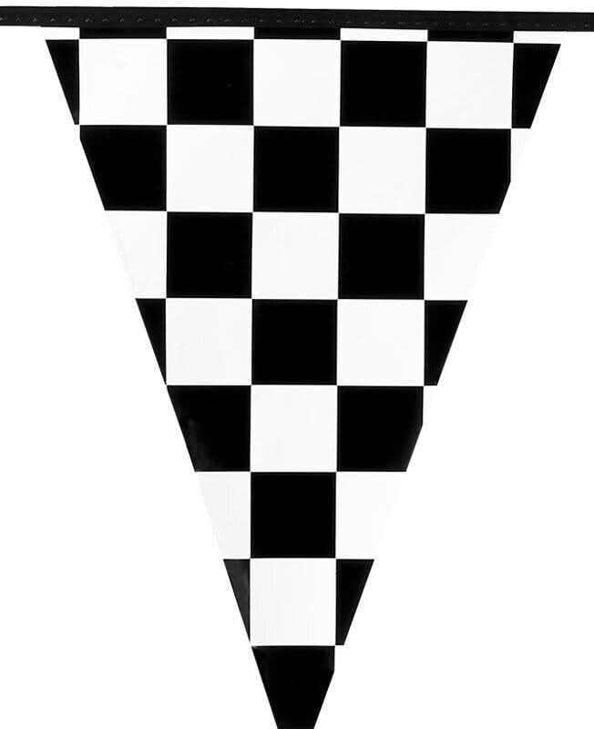 Chequered Racing Flag Party Bunting 6m Black and White