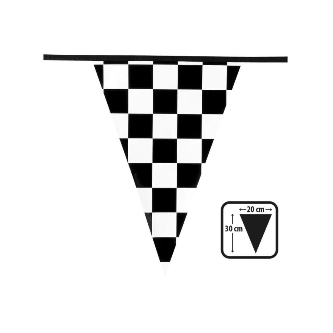Chequered Racing Flag Party Bunting 6m Black and White