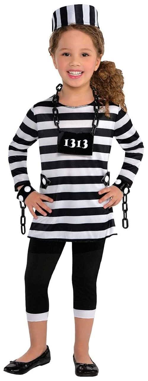 Child Little Prisoner Outfit Convict Fancy Dress Costume - 12-14 Years