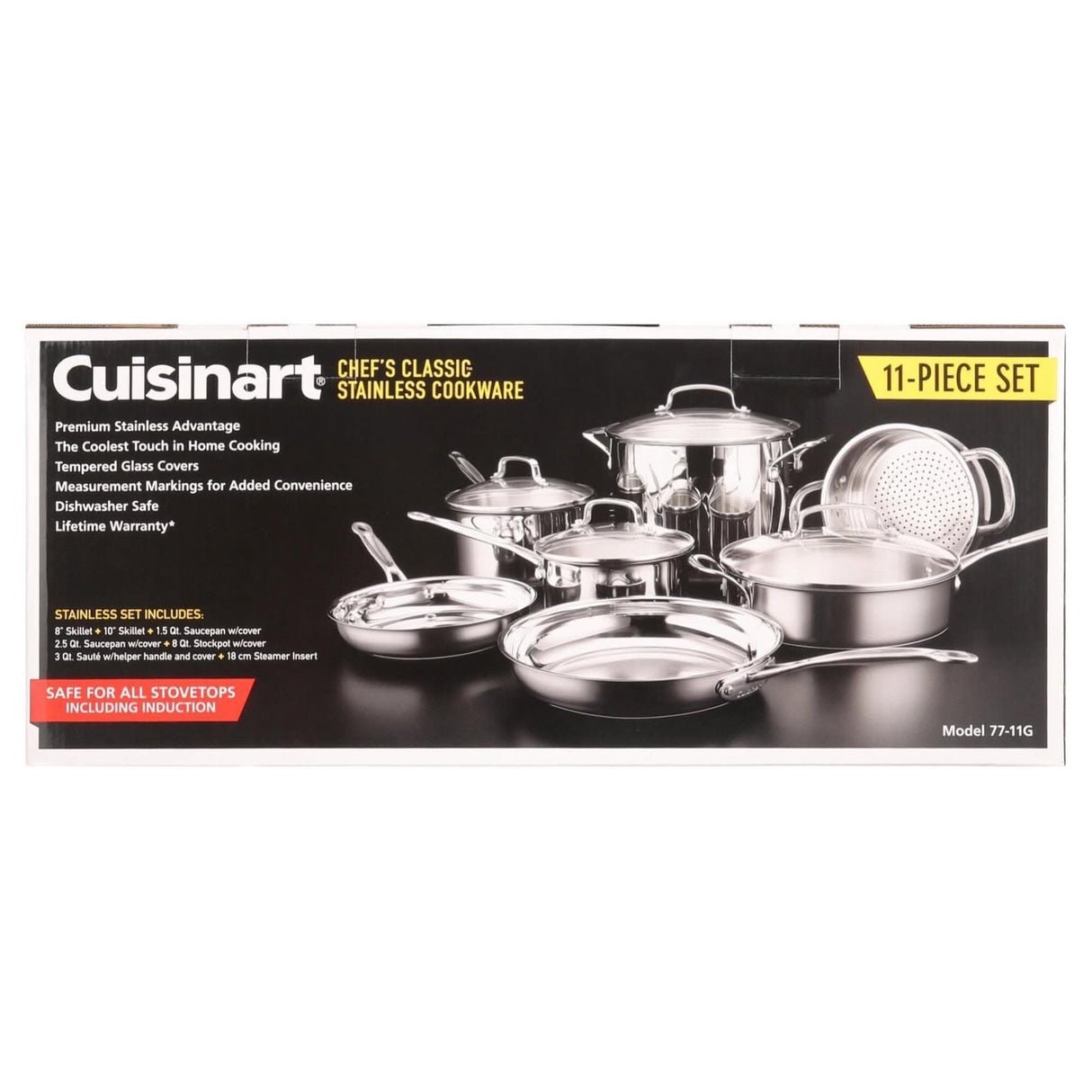 Cuisinart Chef's Classic 11pc Stainless Steel Durable Cookware Set - 77-11G