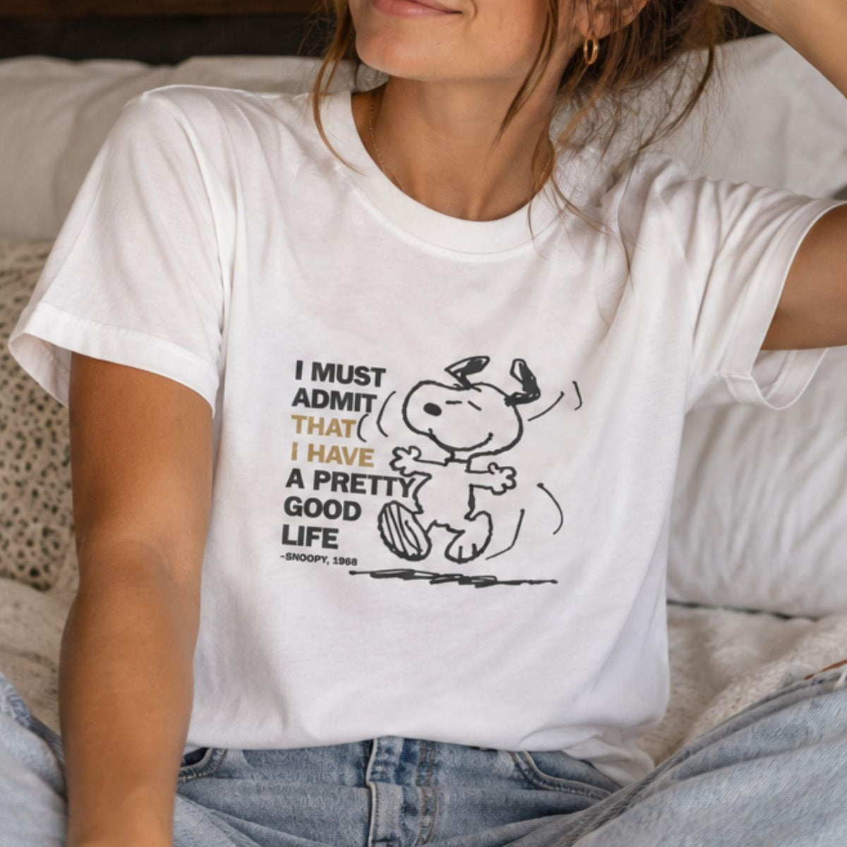Women's Snoopy Short Sleeve T-Shirt 100% Cotton Size XXL White