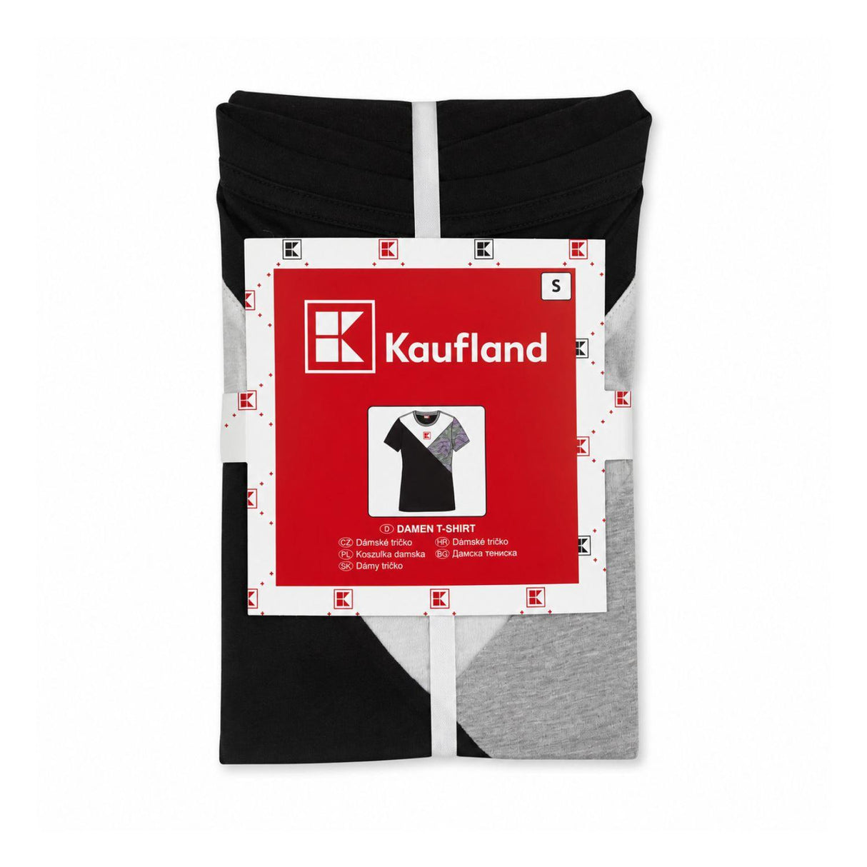 Kaufland Women's Black Grey and White 100% Cotton T-Shirt Size S