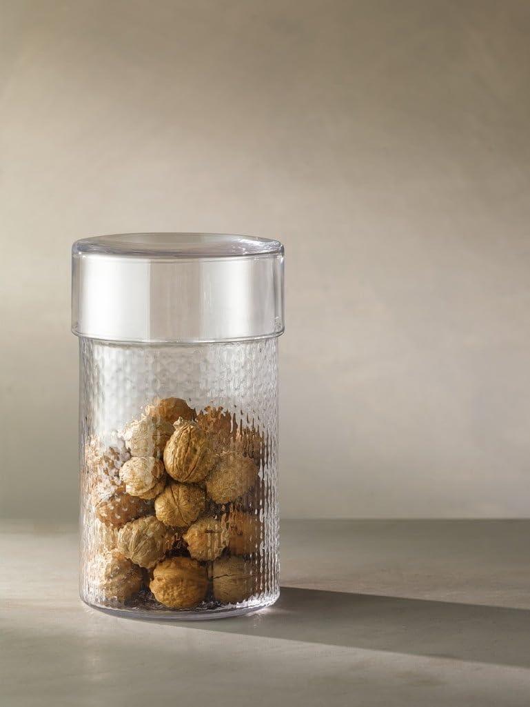 LSA Wicker Collection Mouth Blown Glass Container with Lid H24.5cm
