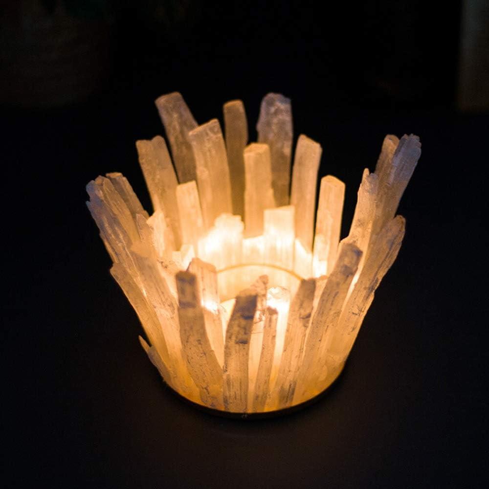 Selenite Crystal Stone Tea Light Candle Holder White