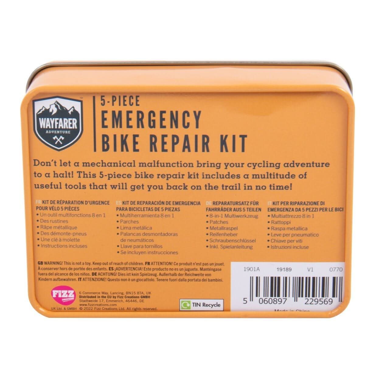 Wayfarer 5 Piece Emergency Bike Repair Kit with Tin Box