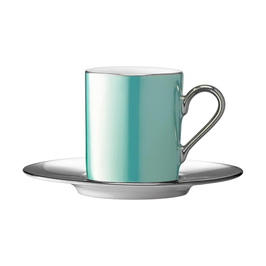 LSA Palazzo 100ml Porcelain Coffee Cup and Saucer Sea Green