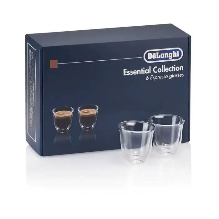 De'Longhi DLSC300 Double Wall Espresso Glasses Pack of 6 Clear