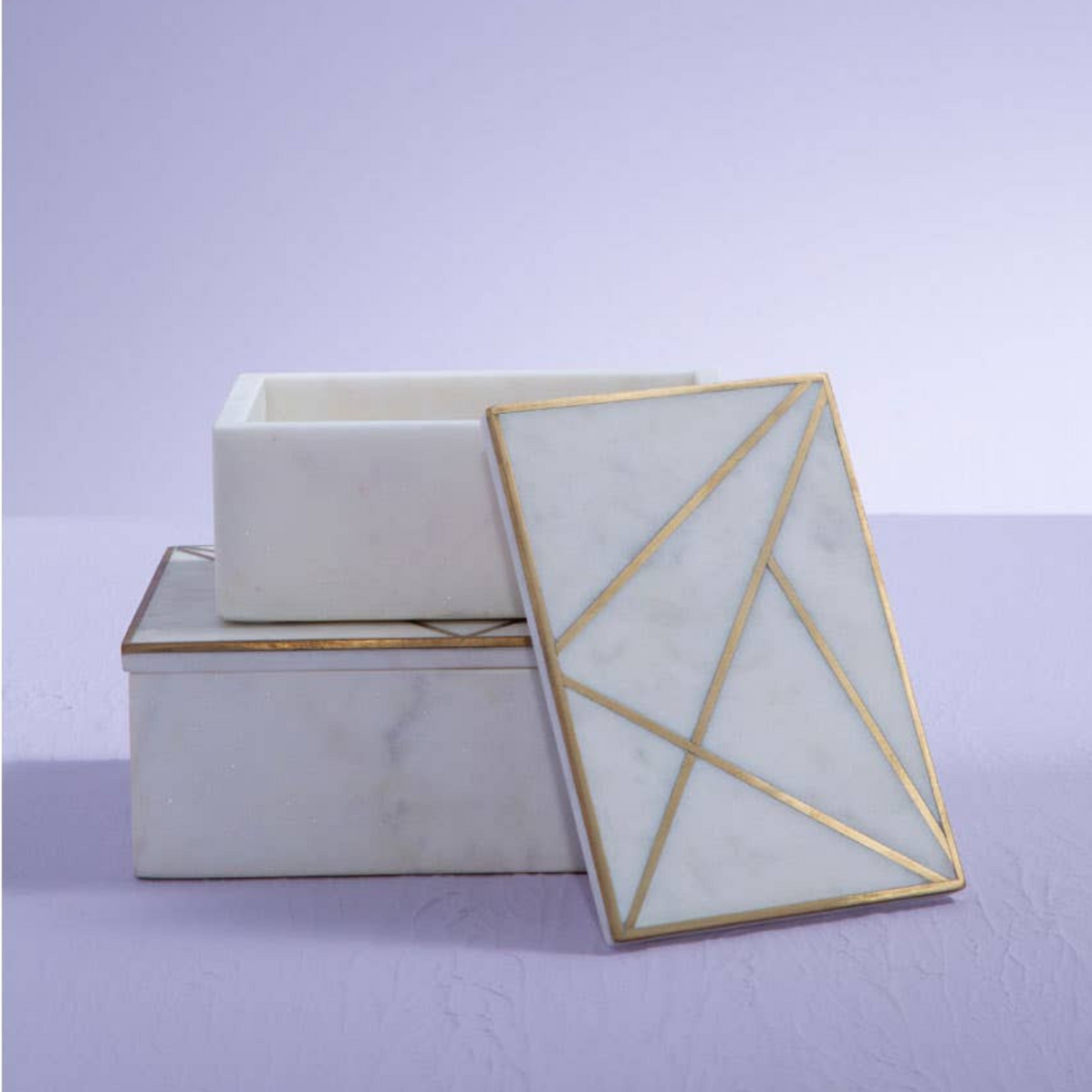 Sena Large White Marble Trinket Box