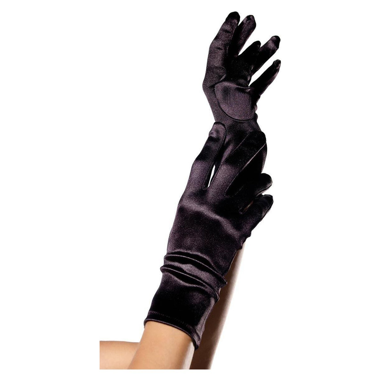 Leg Avenue Satin Burlesque Gloves - Black