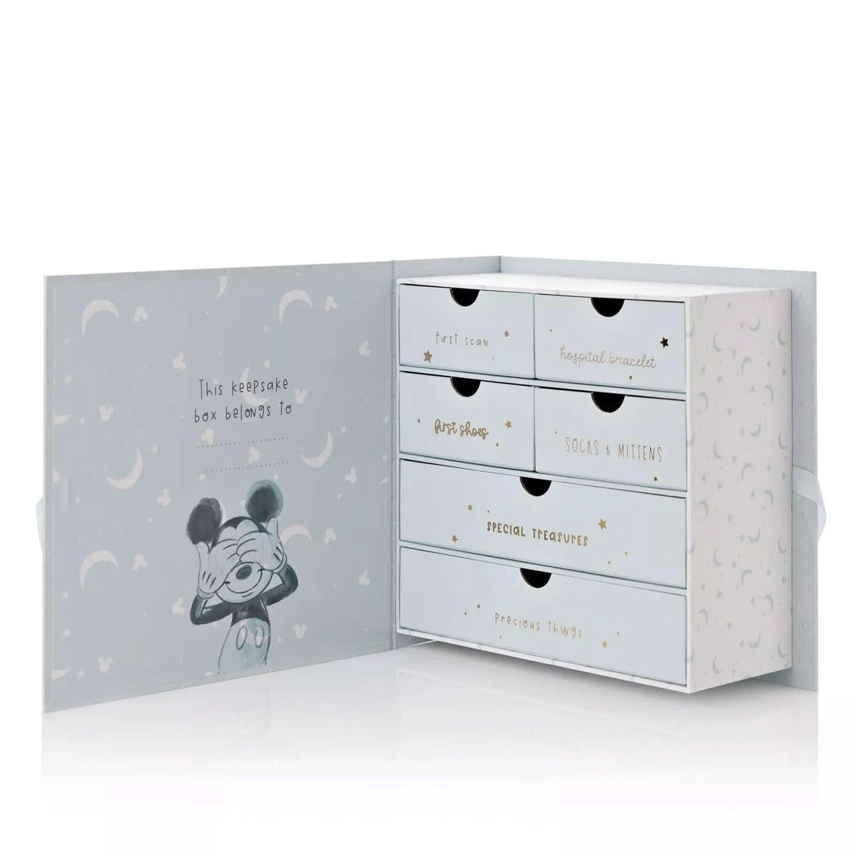 Disney Mickey Mouse Baby Keepsake Box Moon and Stars Blue