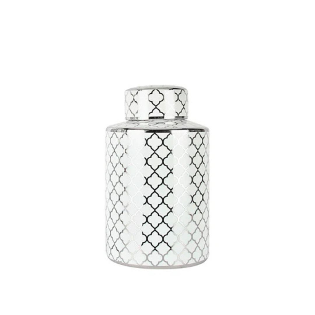 Silver Baroque Style Decorative Jar Elegant Home Decor Approx 32cm