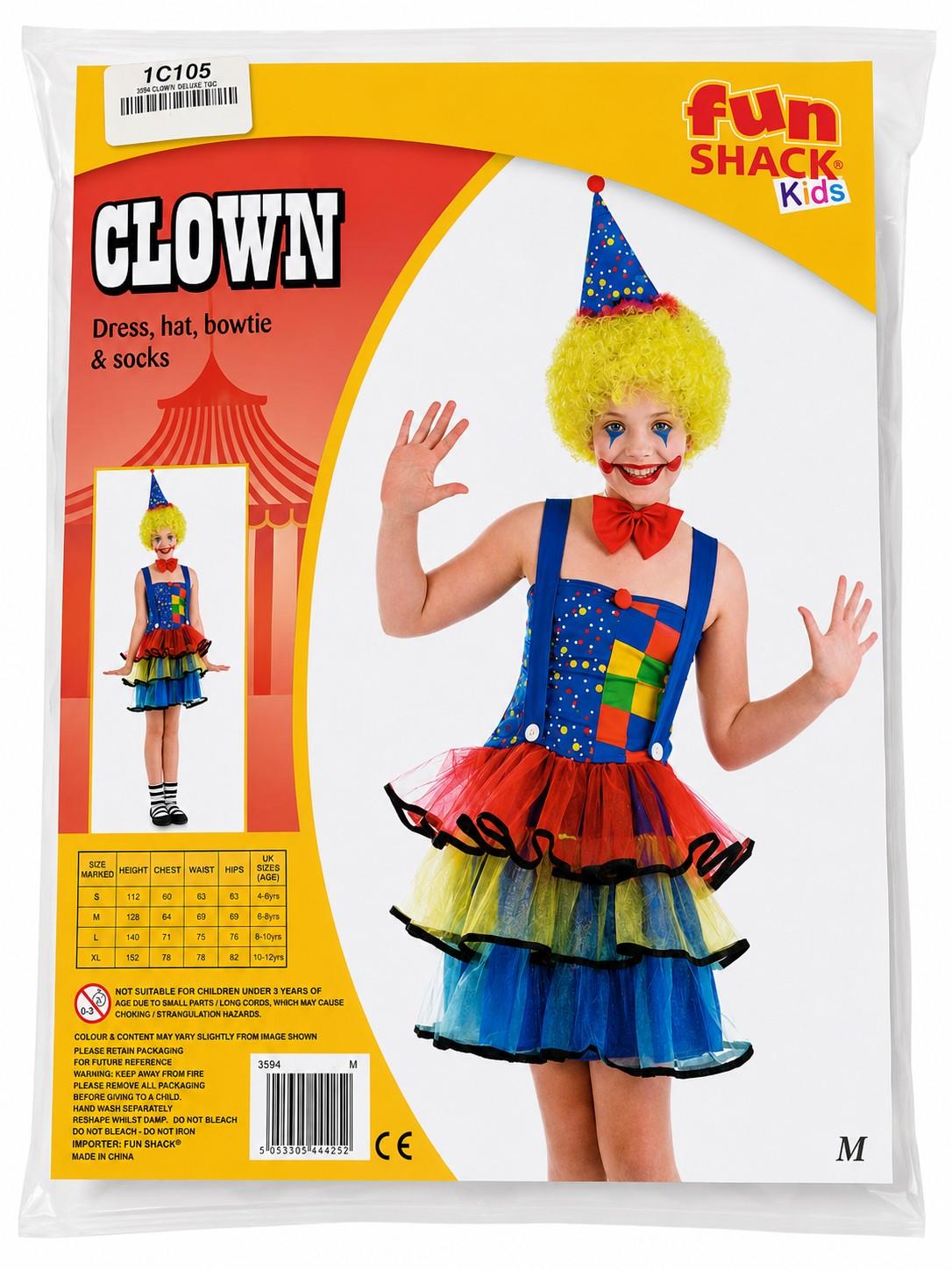 Fun Shack Kids Clown Costume Fancy Dress Set Size Medium 6-8 Years