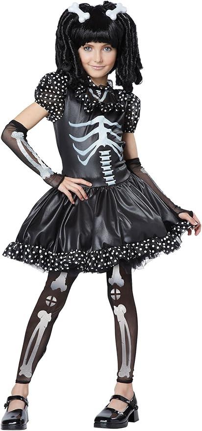 Spooky Skeleton Girls Halloween Fancy Dress Costume Size Medium