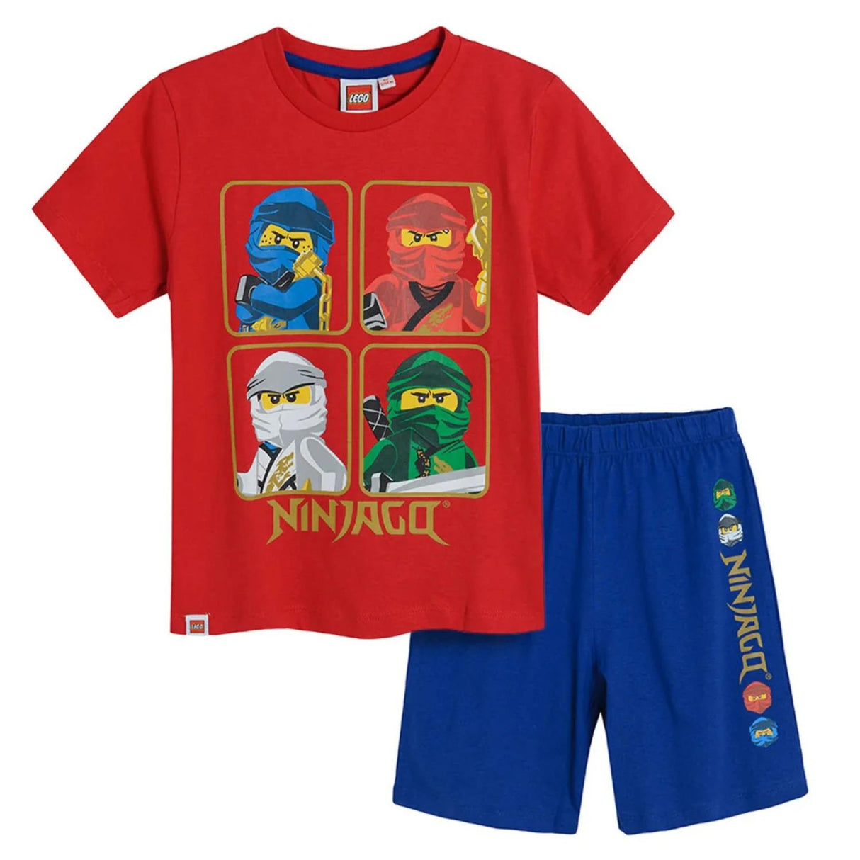 Official LEGO Ninjago Kids PJs Red T-Shirt & Shorts with Ninja Heroes Age 3