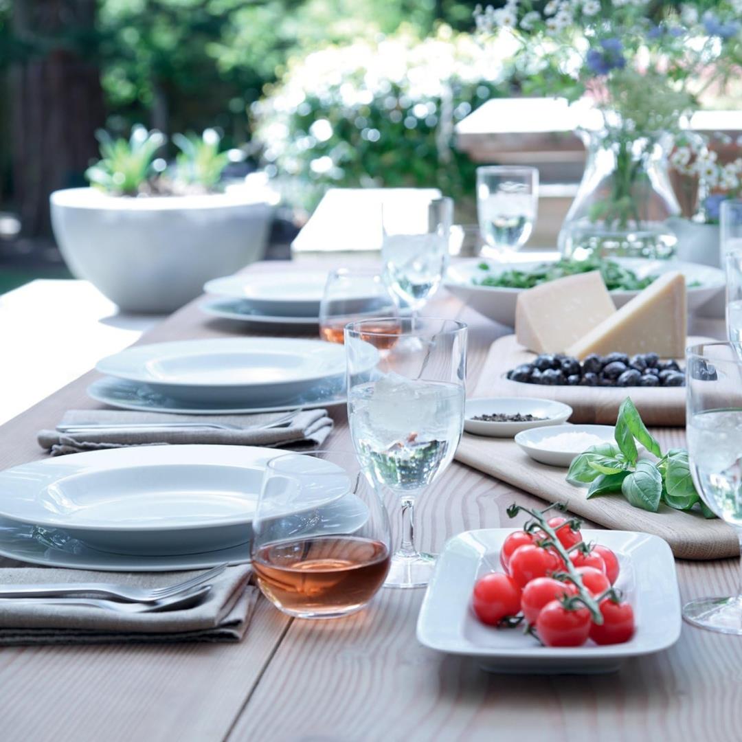 LSA Dine Pasta Porcelain Bowl Rimmed 30cm Set of 4 White