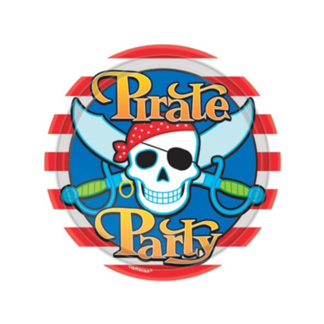 Pirate Skull and Crossbone Party Plates Pack of 8