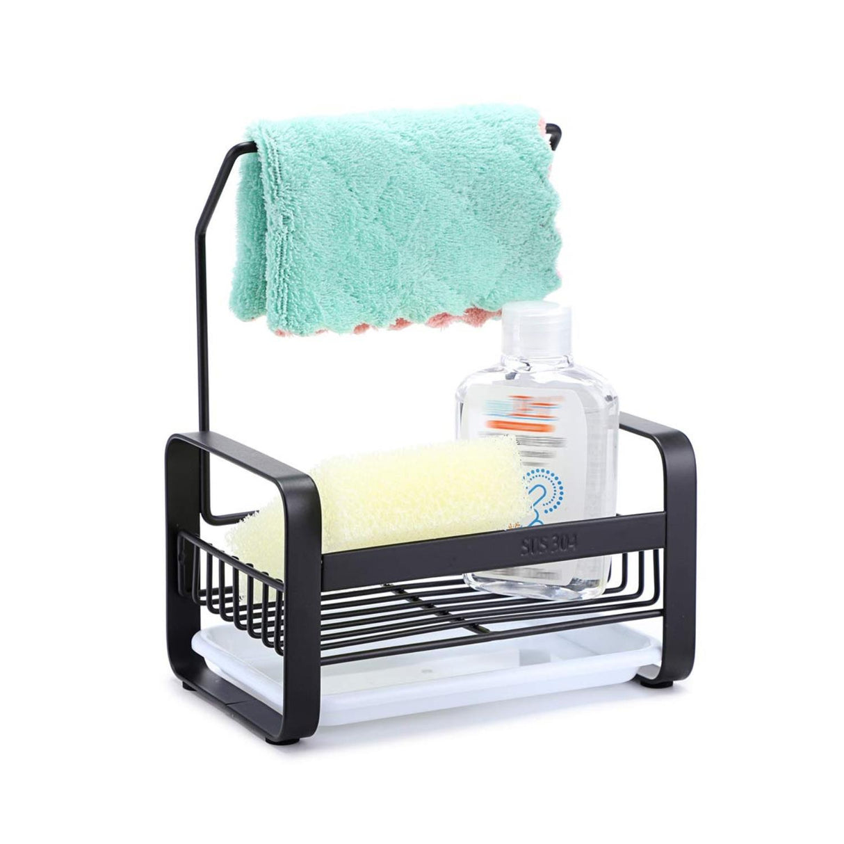 Kitchen Sink Caddy Organiser with Drying Rack Black