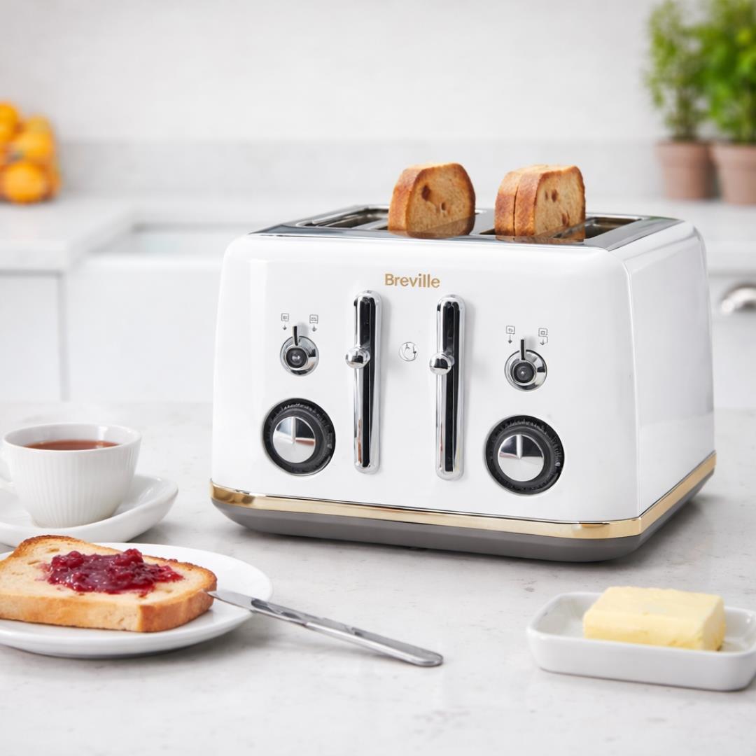 Breville Mostra VTT937 4-Slice Toaster Stainless Steel White