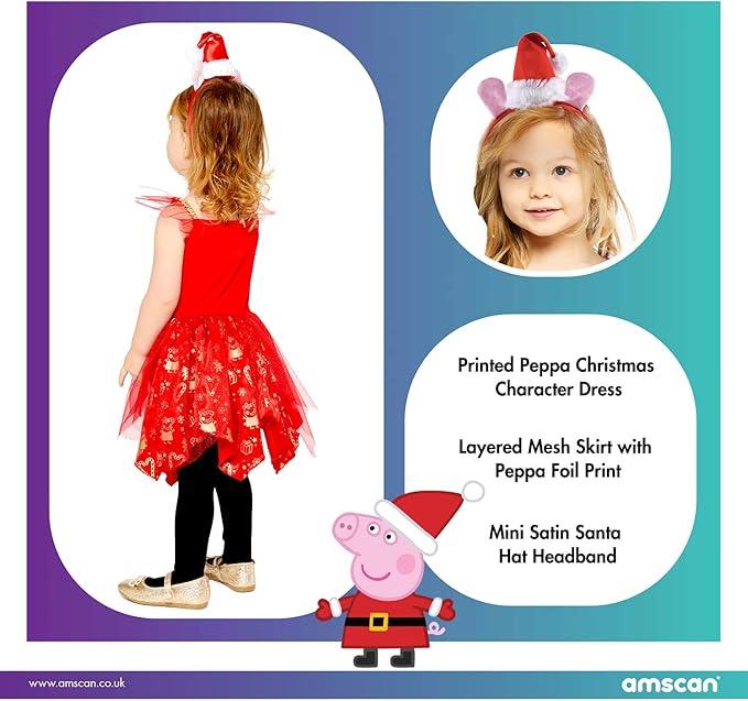 Peppa Pig Christmas Dress Costume with Headband 3-4 Years