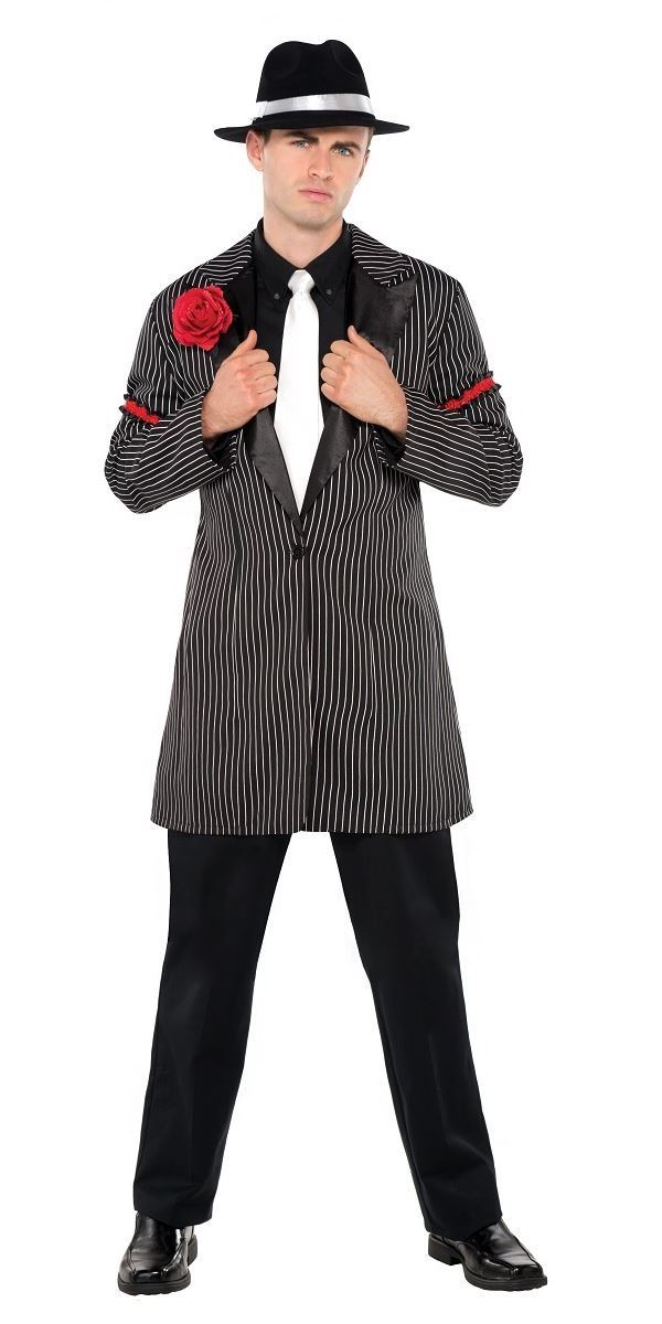 Men's 1920s Gangster Pinstripe Suit Costume - M/L