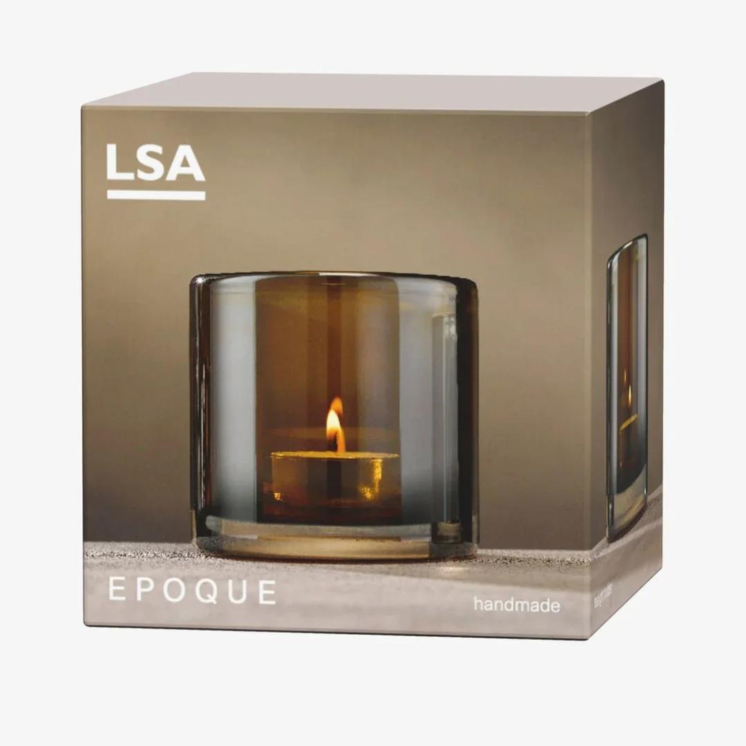 LSA Epoque Tealight Holder Height 8.5cm Ambre/Lustre Brown