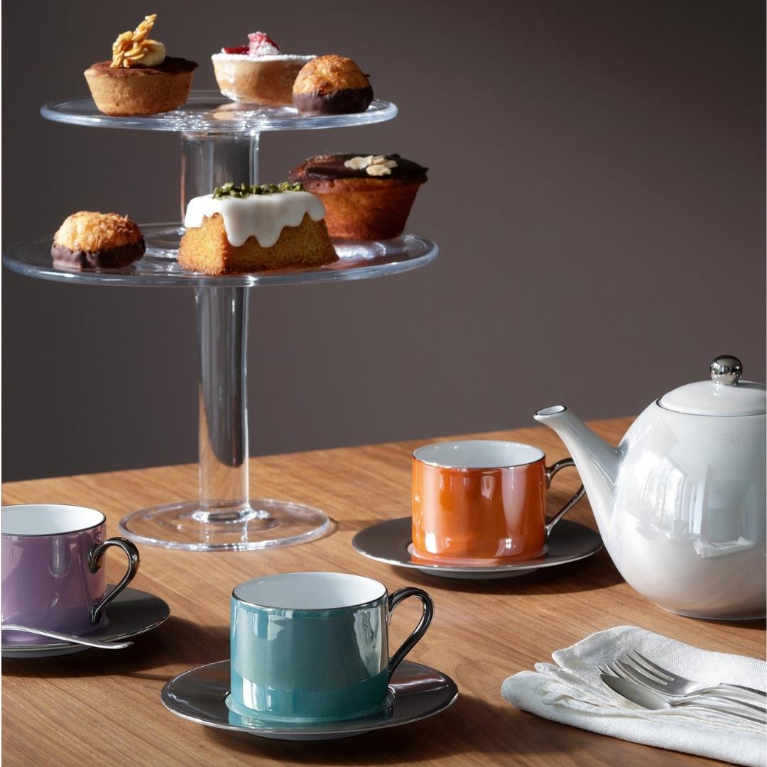 LSA Palazzo Porcelain Teacup and Saucer 250ml Orange