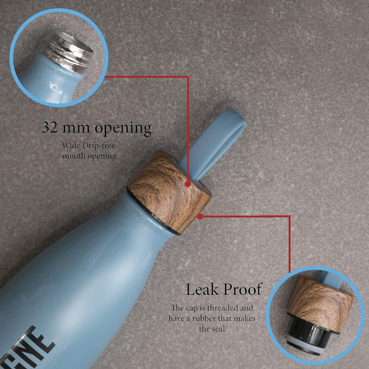 Insulated Stainless Steel 500ml Water Bottle Hot and Cold Blue