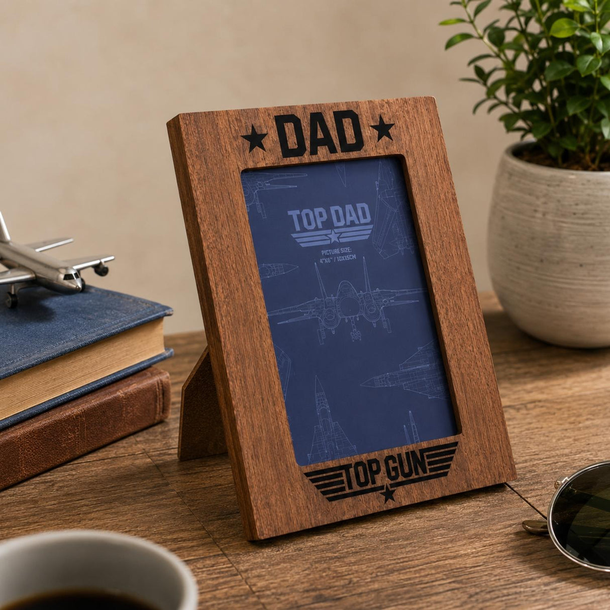 Top Gun Top Dad Photo Frame Brown