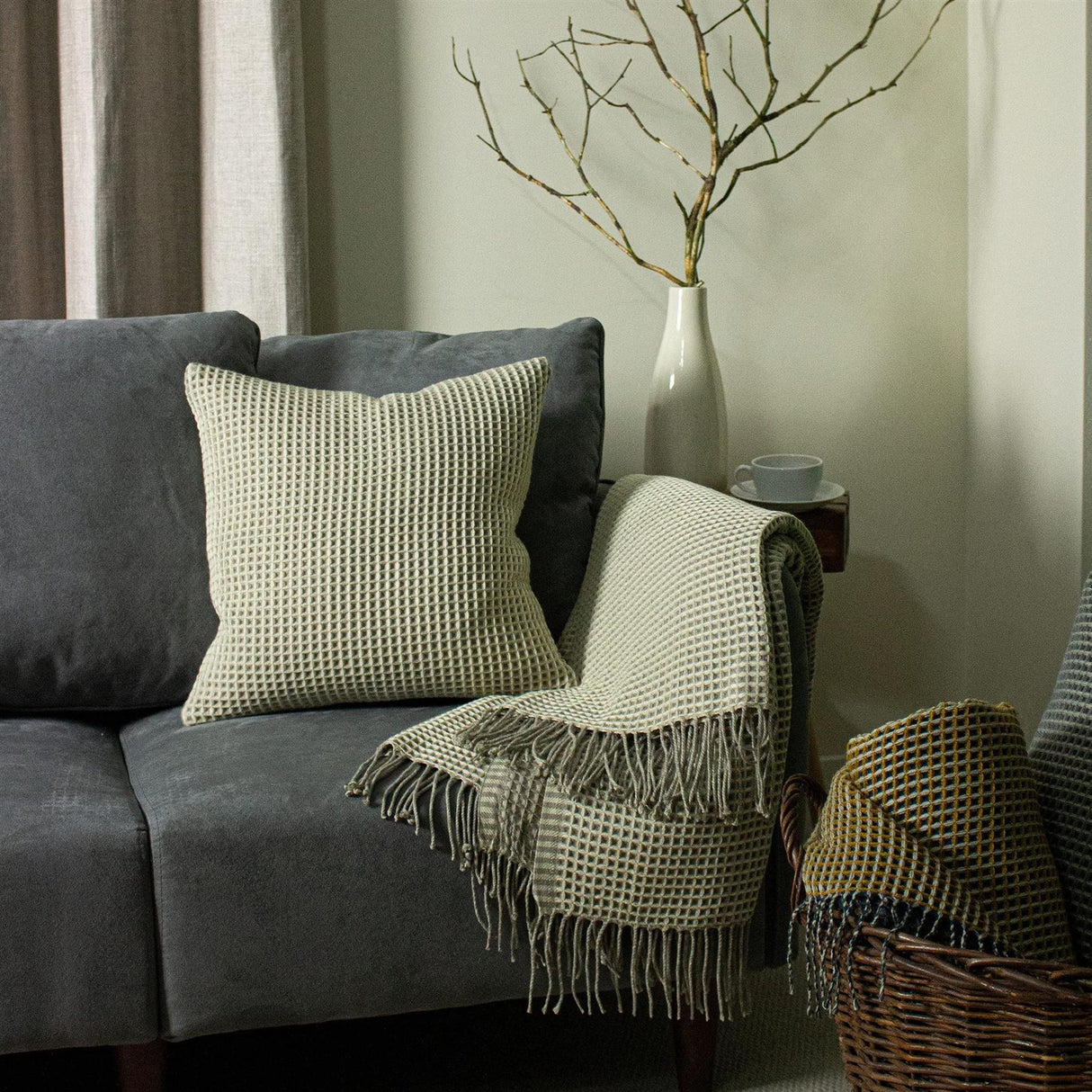 Rowan Waffle Woven Throw 132cm x 180cm Natural
