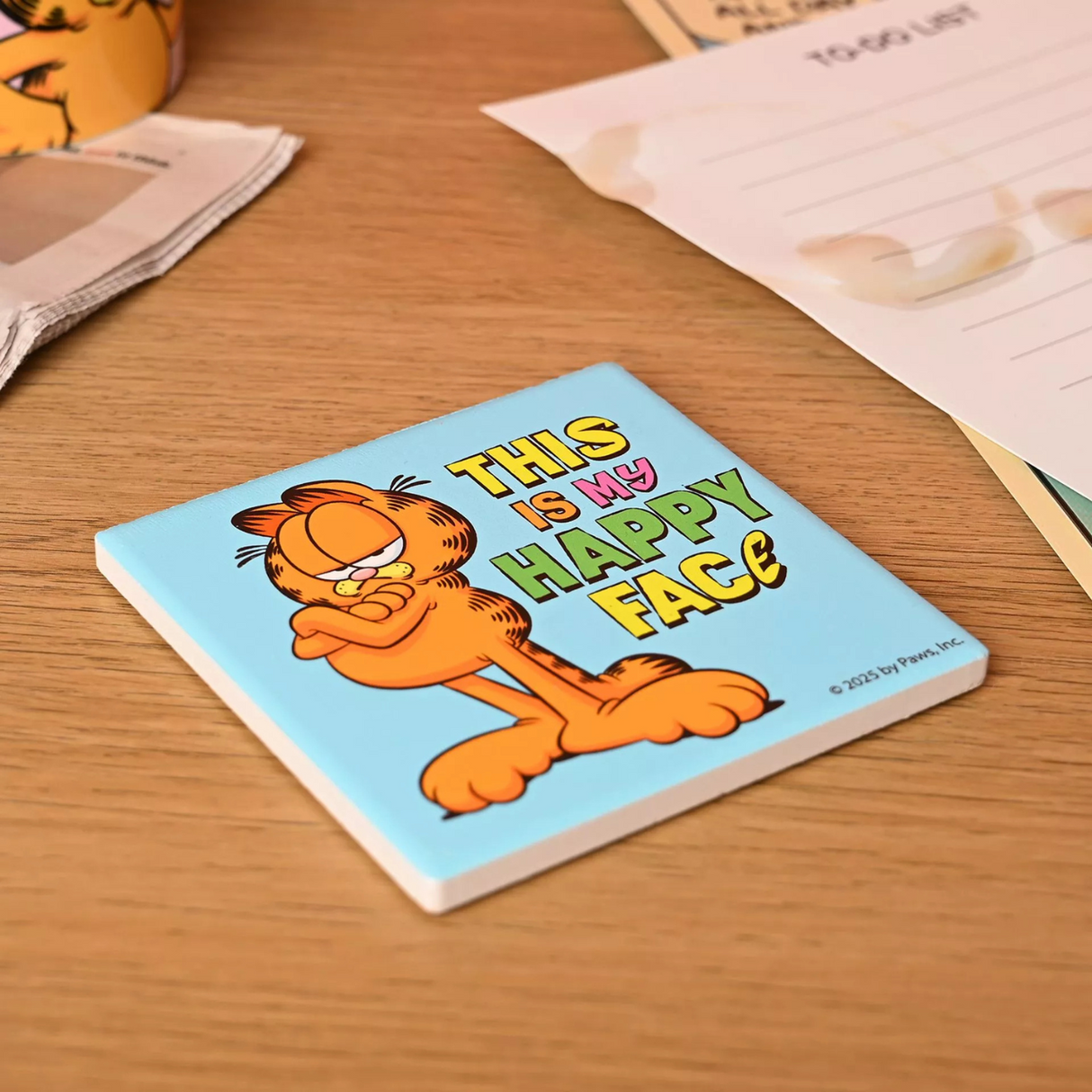 Fandomania Garfield 'This is My Happy Face' Ceramic Coaster