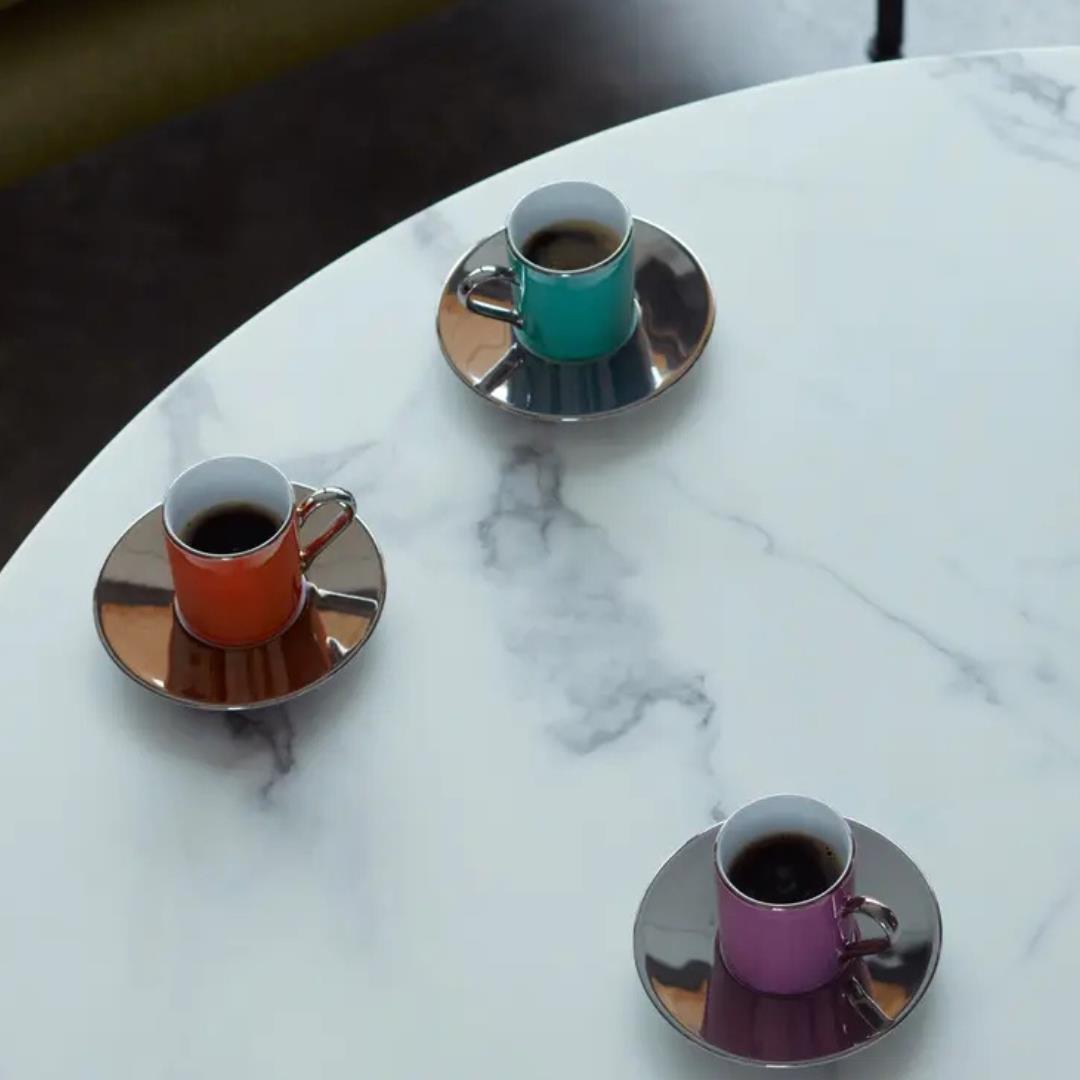 LSA Palazzo 100ml Porcelain Coffee Cup and Saucer Pink