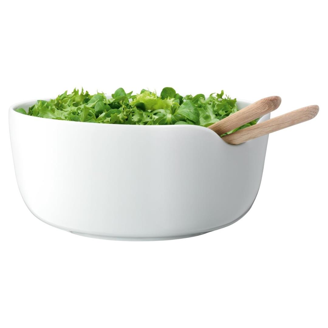LSA International Dine Porcelain Bowl and Oak Servers 24cm White