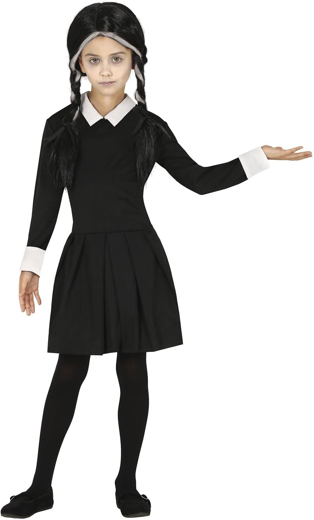 Child Spooky Girl Wednesday Addams Costume - 7-9 Years