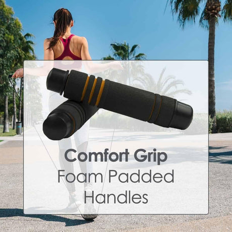 Weighted skipping rope for fitness with foam padded comfort grip handles by CLICKK Home Store