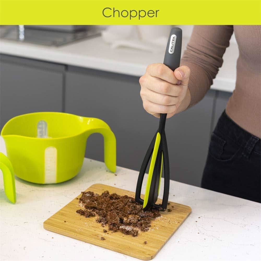 CALITEK 3-in-1 Whisk, Spatula & Chopper – Green