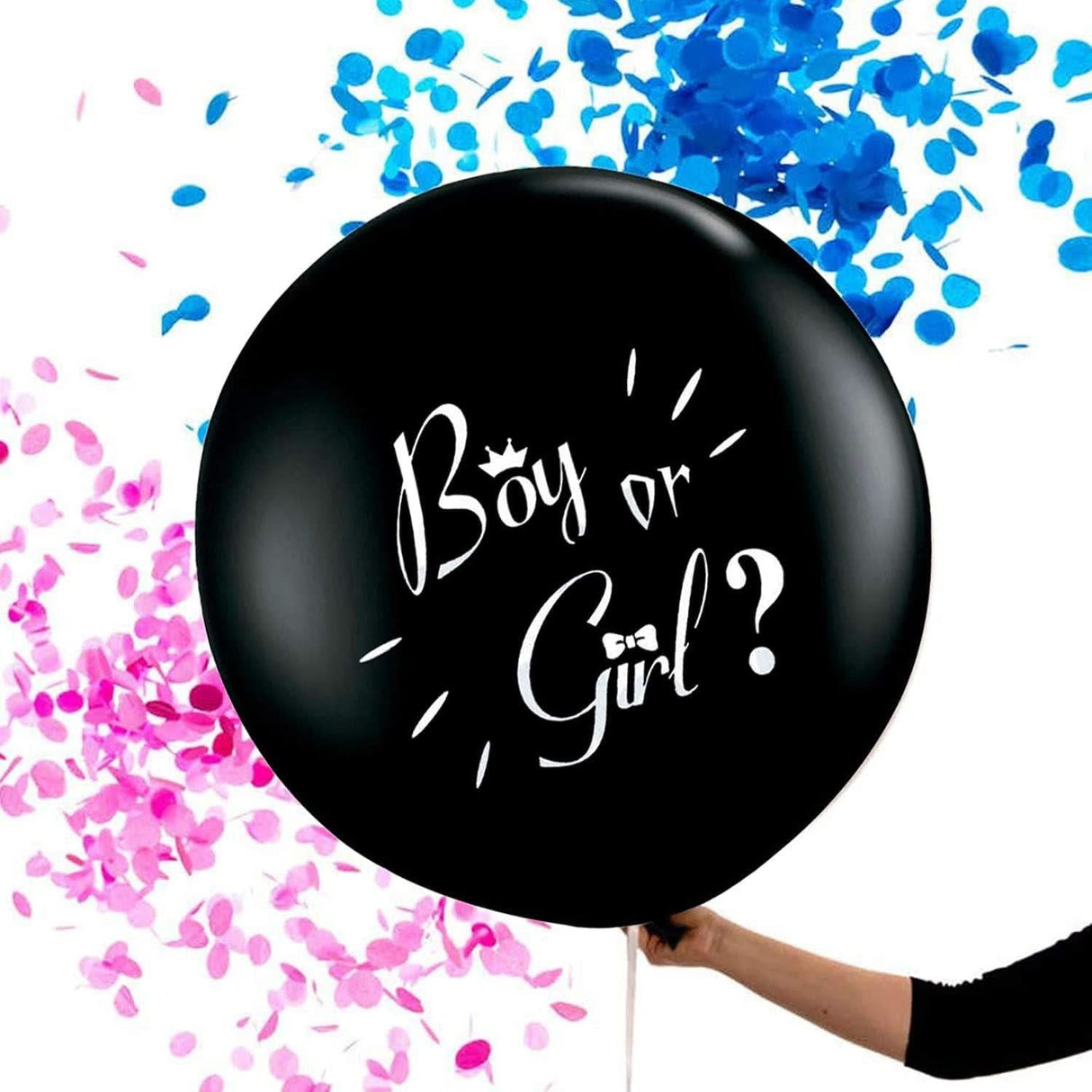 Gender Reveal 36 Inch Balloon with Pink and Blue Confetti