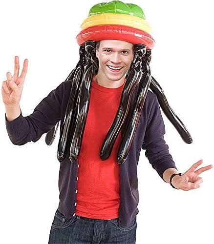BLUWUPS Giant Inflatable Rasta Hat and Dreadlocks Multi