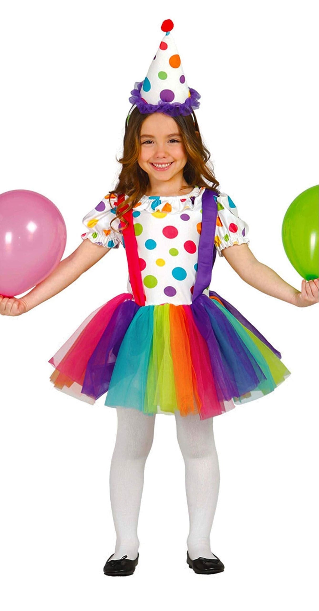 Girls Big Top Colourful Clown Costume