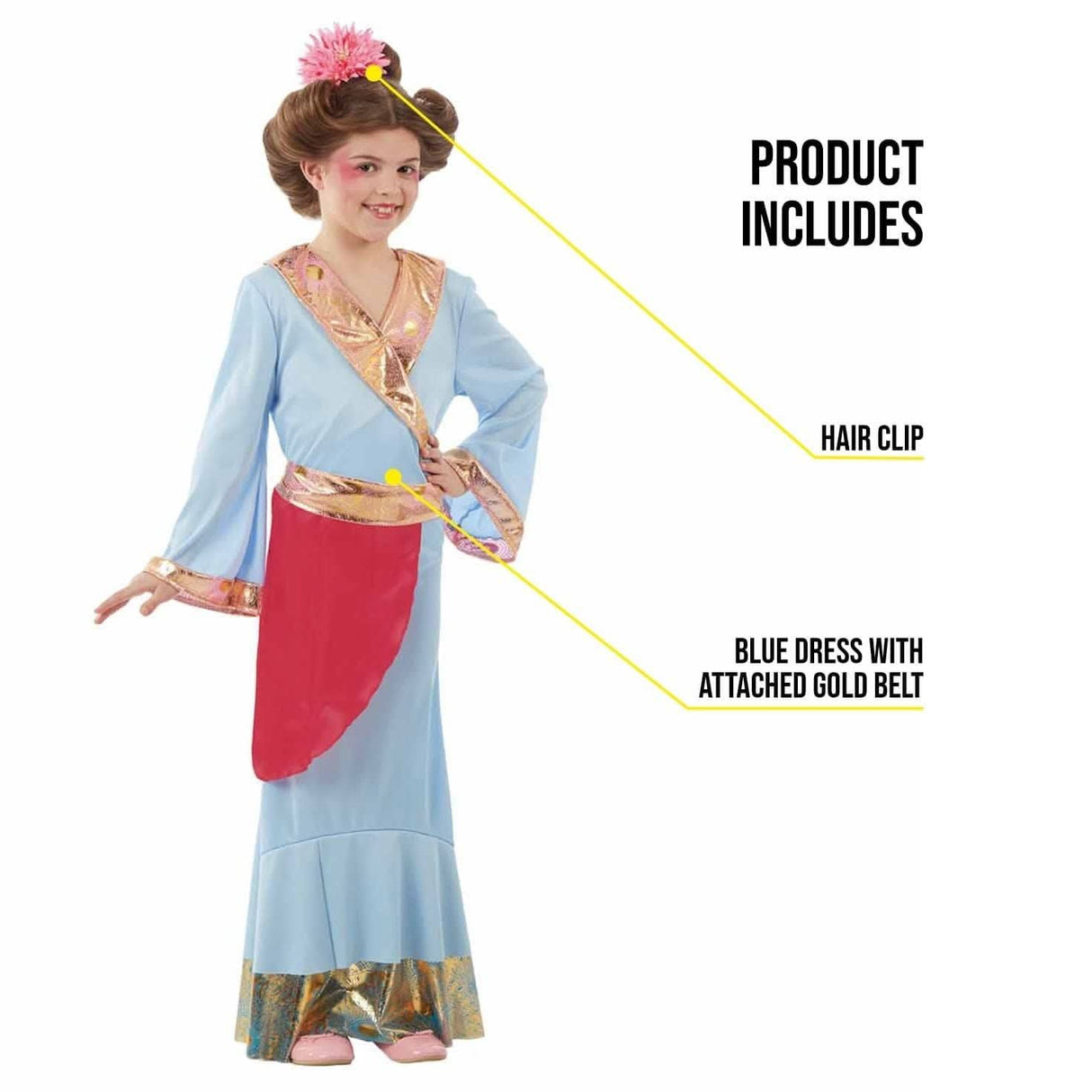 Girls Blue Oriental Princess Fancy Dress Costume - 4-6 years