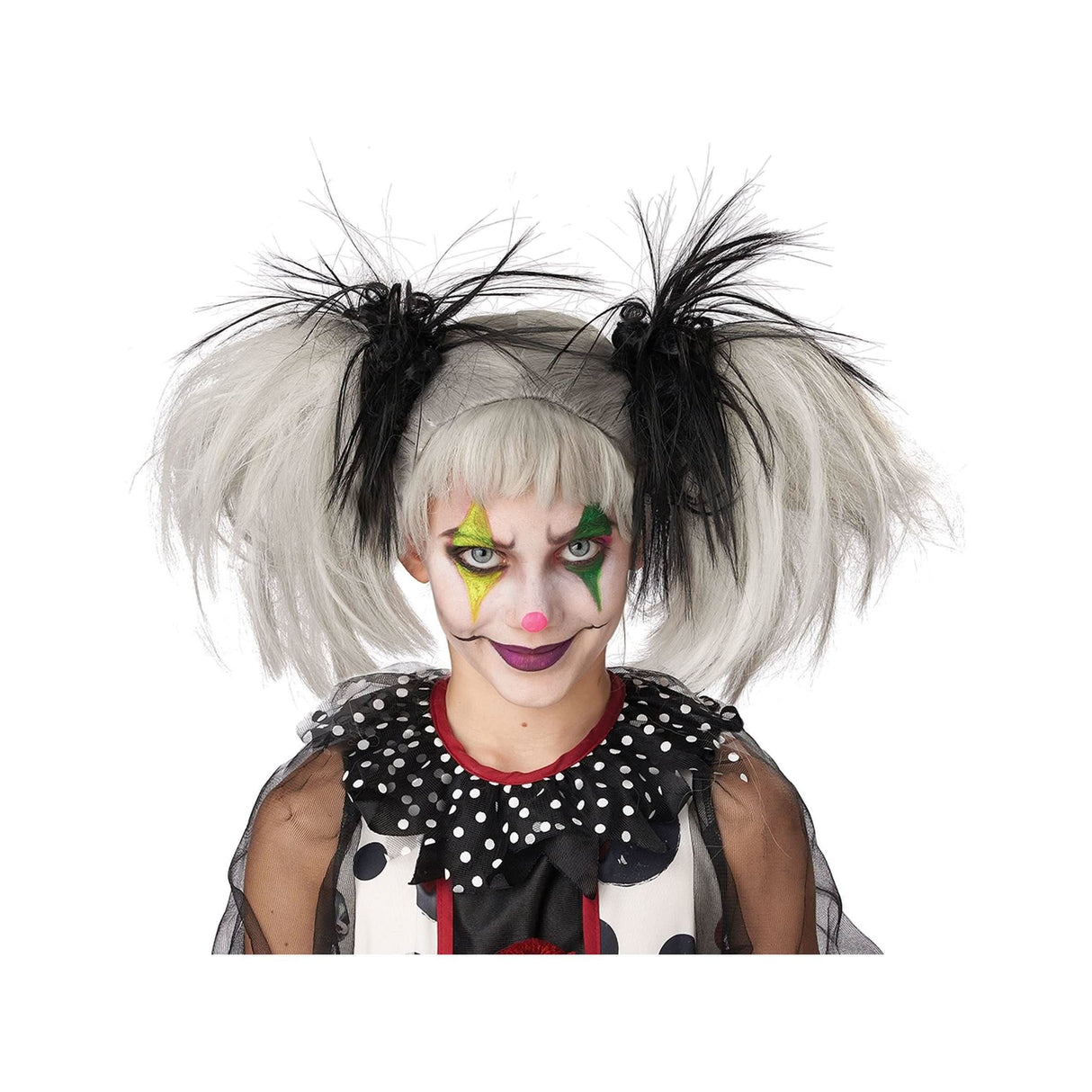 Black Glow in The Dark Punk Pigtails Halloween Wig