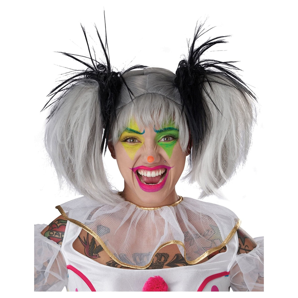 Black Glow in The Dark Punk Pigtails Halloween Wig