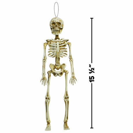 Fancy Dress Halloween skeleton wall decoration 15.5 inch hanging plastic skeleton prop