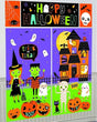 Halloween wall decoration kit with spooky haunted house, ghosts, pumpkins, and festive Halloween characters